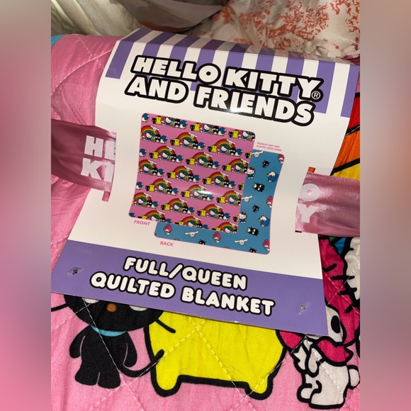SANRIO Hello Kitty and Friends FULL/QUEEN Pink & Blue Quilted Blanket NEW NWT - Picture 4 of 6